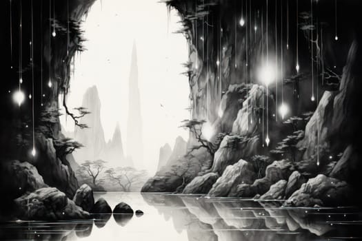 Enter a realm of enchantment where fantasy comes to life. Behold the mesmerizing sight of harmonious waterfalls adorned with radiant crystals.