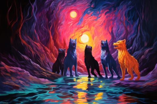 Venture into a mystical realm where fierce werewolves, under the enchanting light of the full moon, undergo their awe-inspiring transformation.