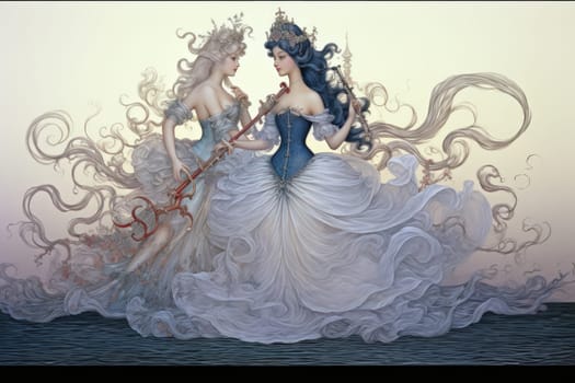 Imagine a mystical world where ethereal mermaids gracefully swim with flowing sapphire tails, enchanting all who gaze upon their mesmerizing beauty.