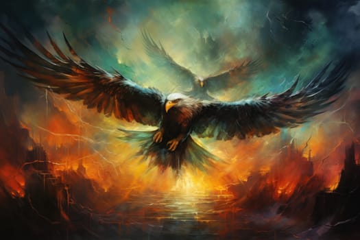 In the realm of fantasy, the skies are home to ferocious thunder hawks, majestic creatures that command the elements.