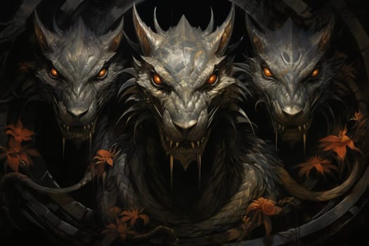 In the realm of fantasy, ferocious shadow dragons dominate the skies, their majestic forms wreathed in darkness.