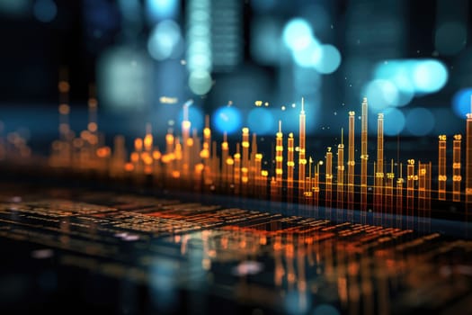 financial stock market graph on futuristic technology abstract background. Generative AI.