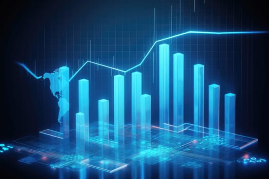 financial stock market graph on futuristic technology abstract background. Generative AI.