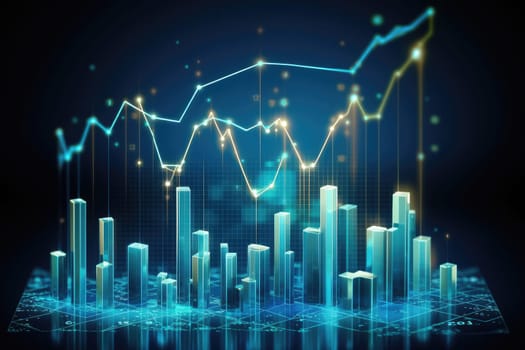 financial stock market graph on futuristic technology abstract background. Generative AI.