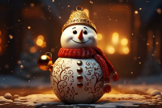 Kind Fat Snowman. Christmas festival concept. Generative AI.