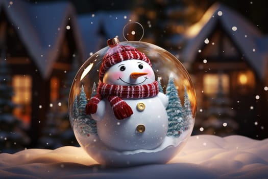 Kind Fat Snowman. Christmas festival concept. Generative AI.