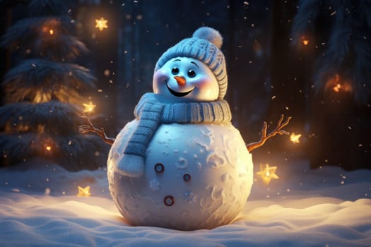 Kind Fat Snowman. Christmas festival concept. Generative AI.