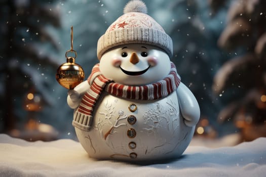 Kind Fat Snowman. Christmas festival concept. Generative AI.