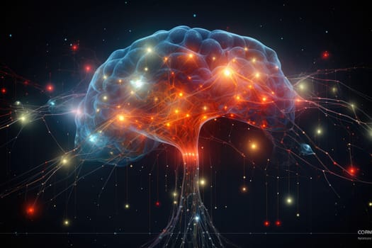 Neuronal Link futuristic technology network web electronic innovation. Background Generative AI.