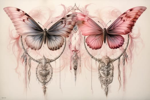 Immerse yourself in the magical realm of fantasy with this enchanting illustration of gossamer-winged dreamcatchers.