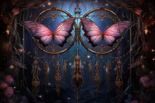 Immerse yourself in the magical realm of fantasy with this enchanting illustration of gossamer-winged dreamcatchers.