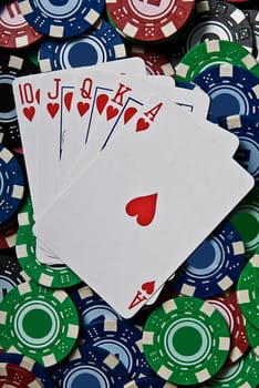 Royal Flush of Hearts