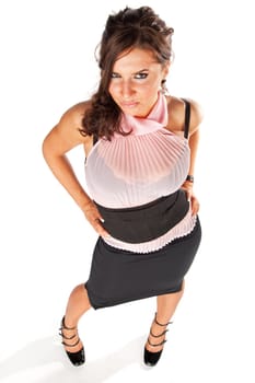 Dissatisfied lady in sexy dress