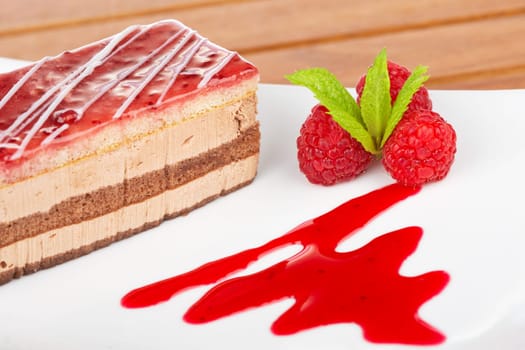Delicious raspberries cake