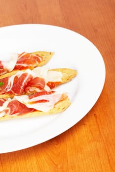 Slices of spanish ham