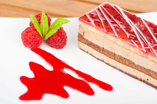 Delicious raspberries cake