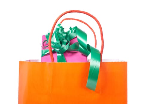 Shopping bag with gifts inside