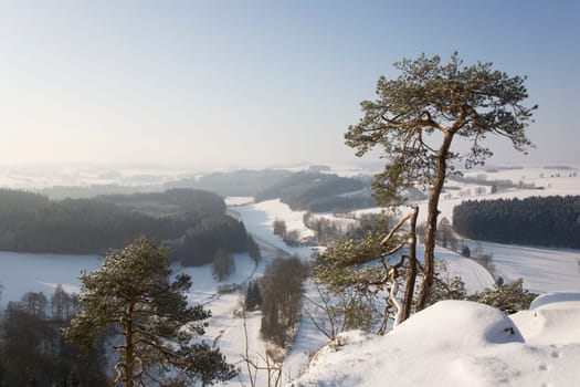 St. Peter's ridge with Saaleschleife in winter