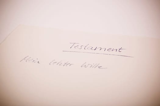 Testament - my last will and testament