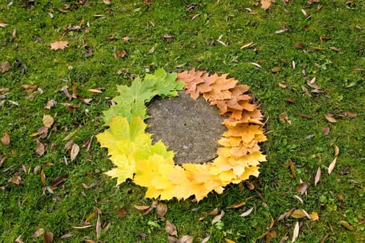 Land Art - Nature Art - Circle with Colorful Leaves