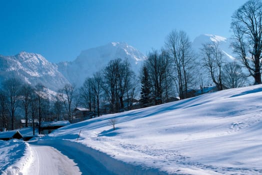 Mountains in winter with snow
