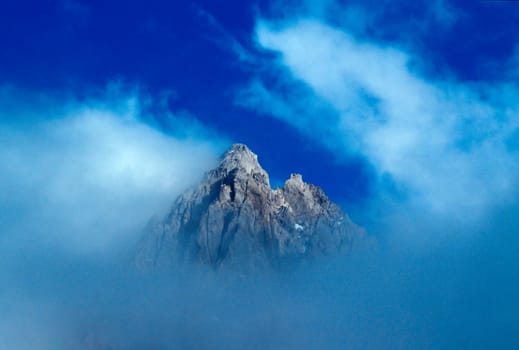 Mountain in clouds