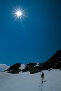 Mountaineers on their way to the summit