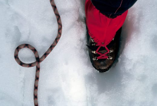 Mountaineering boot,climbing rope,mountaineer