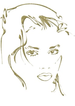 Design element face - woman - gold-plated