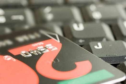 business online shopping credit card on a keyboard