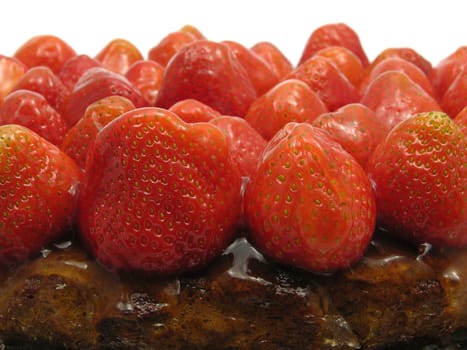 Side close-up of a strawberry cake