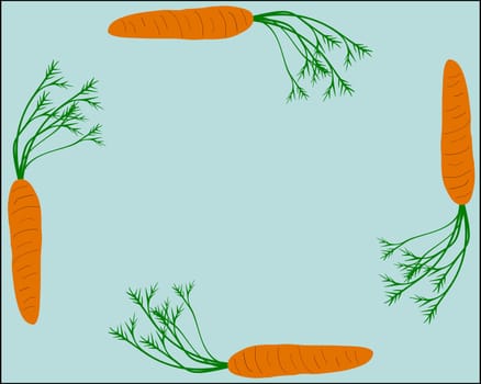 Carrots as a frame with a light blue background