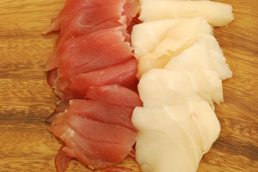 Sashimi meal with tuna and bass