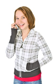Teenage girl talking on phone