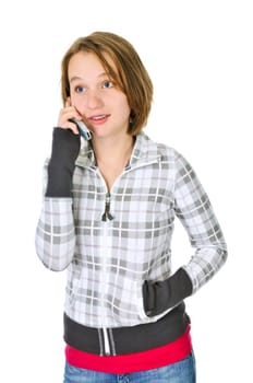 Teenage girl talking on phone