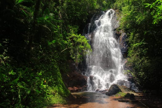 Waterfall in the Parque Ecologico "Spitzkopf"" near Blumenau in the south of Brazil. The tonal values have been improved by a DRI"