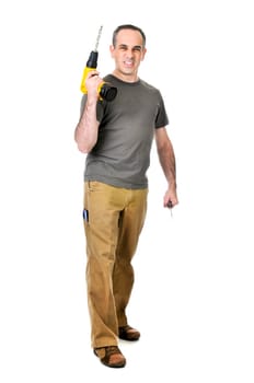 Handyman with a drill and screwdriver