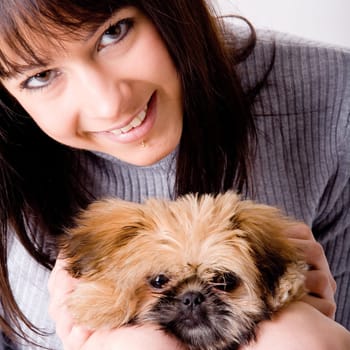 Sqaure dog and girl