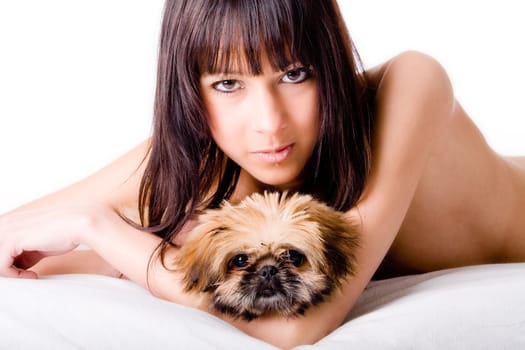 Cute girl and dog