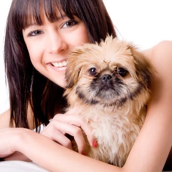 happy with her new dog