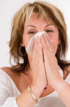 woman is sneezing