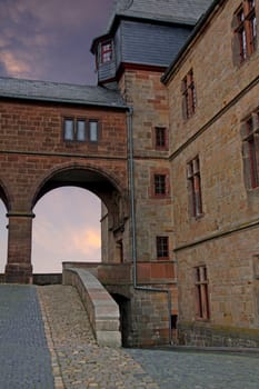 Marburg Palace: Transition to the Wilhelmsbau from the south