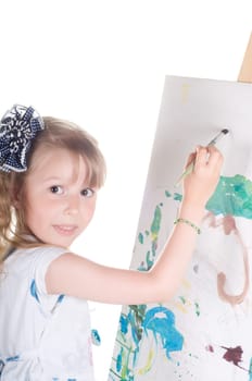 Little girl painting