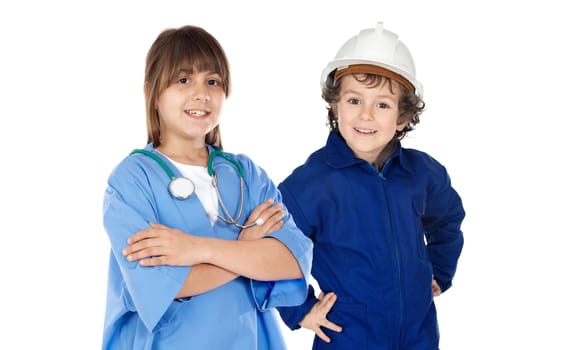Future workers isolated over white.