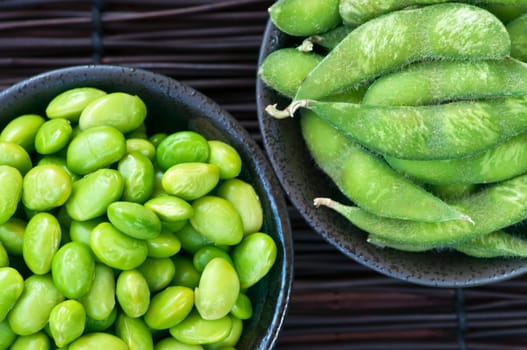Soy beans in bowls