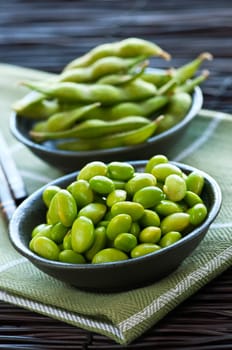 Soy beans in bowls