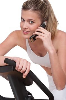Fitness series - Woman on exercise bike