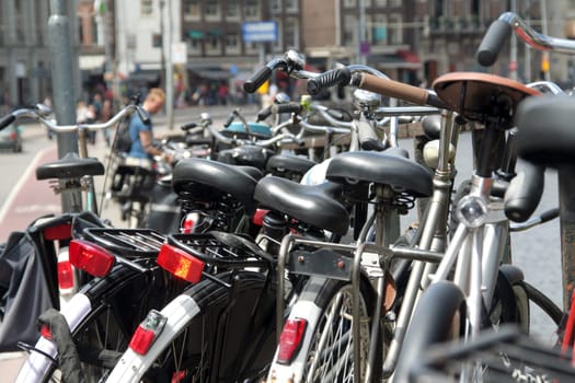 Bicycles in downtown Amsterdam
