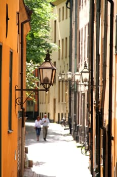 Walking in old town Stockholm, Sweden