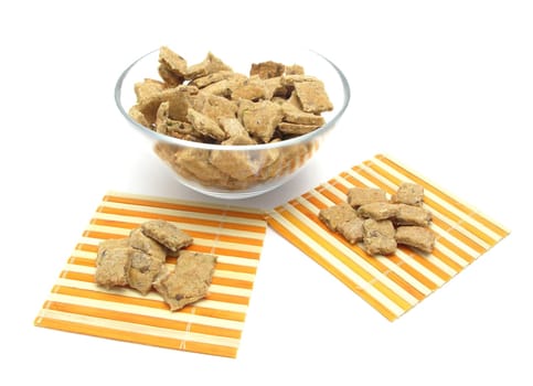 Selfmade dog cookies in a bowl of glass